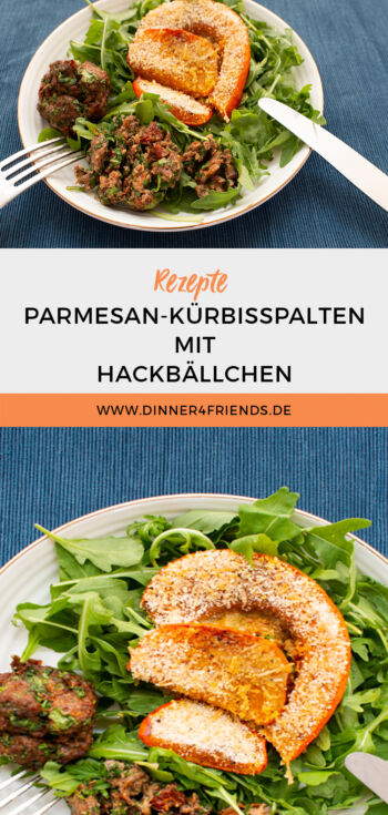 Hackbällchen aus dem Airfryer mit Parmesan-Kürbisspalten