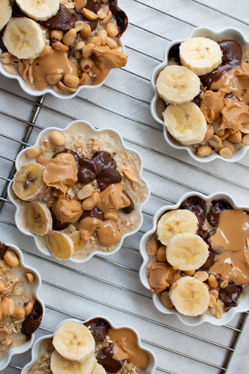 Baked Oats mit Schoko, Erdnuss und Banane