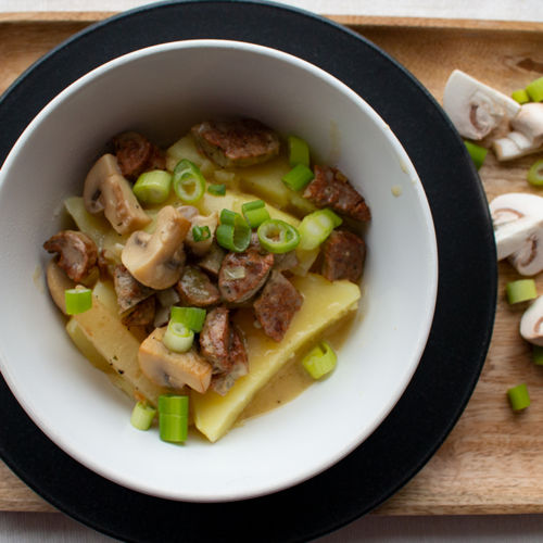 Schnelles Bratwurst-Ragout mit Kartoffeln