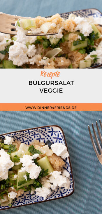 Bulgursalat mit Gurke, Oliven und Feta