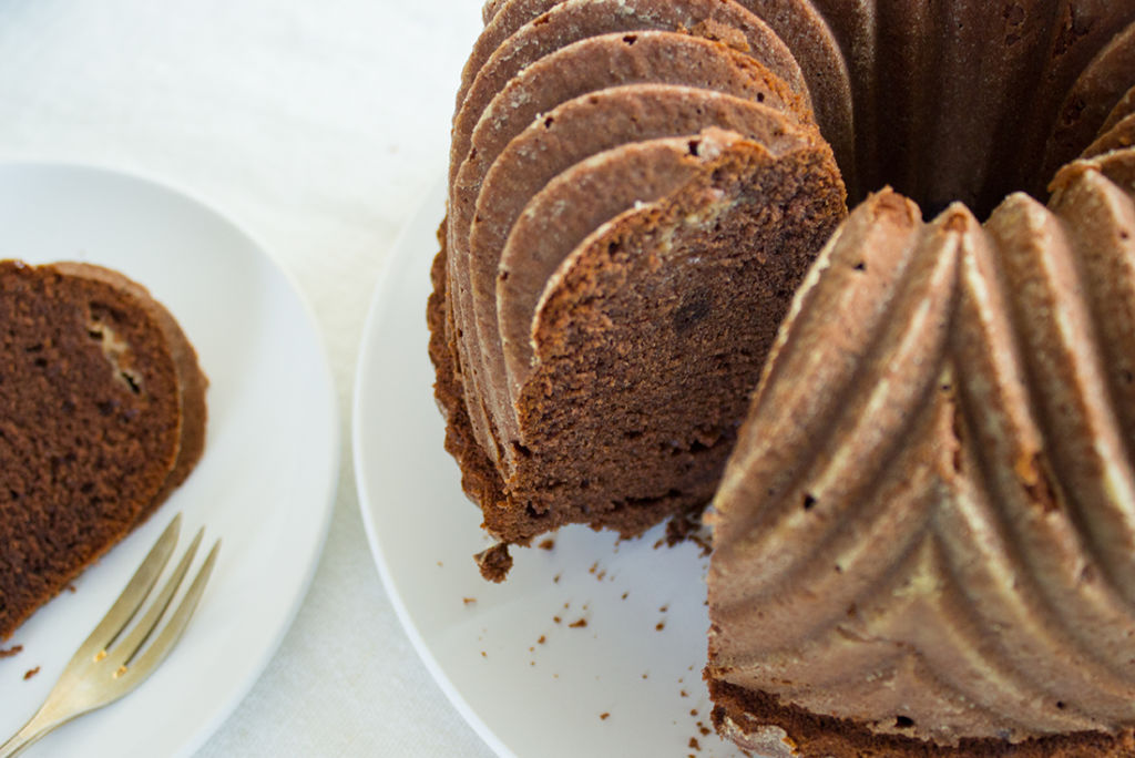 Ratzfatz verputzt: Schokokuchen mit Dulce de Leche.