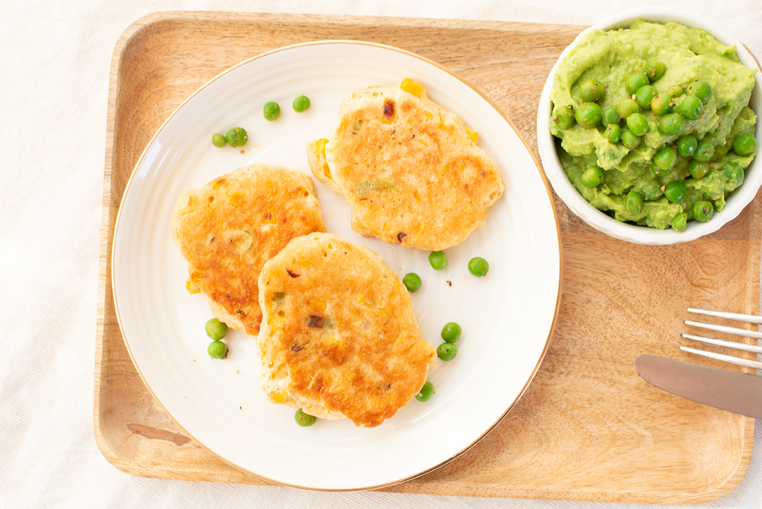 Maisfritter mit Erbsen Guacamole