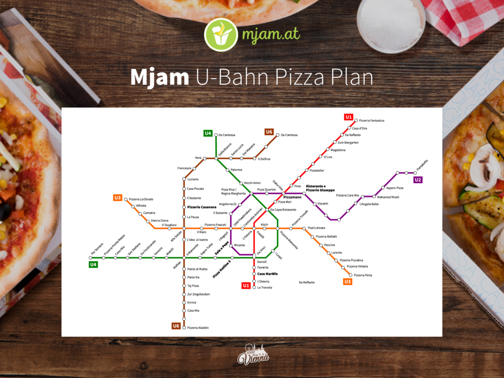 Der Ubahn Plan zu den besten Pizza-Lieferdiensten in Wien