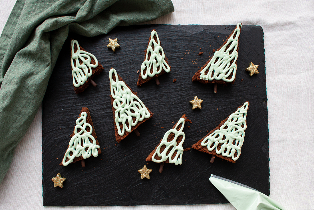 Xmas Bäume aus Brownies und Royal Icing